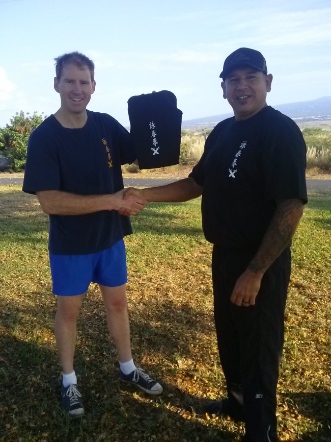 Scott Cannam receives Black Shirt/Sash in Kailua Kona, Hawaii. 